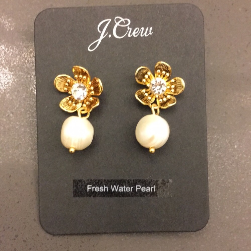 J. Crew Flower and Pearl Drop Earrings - Picture 5 of 5